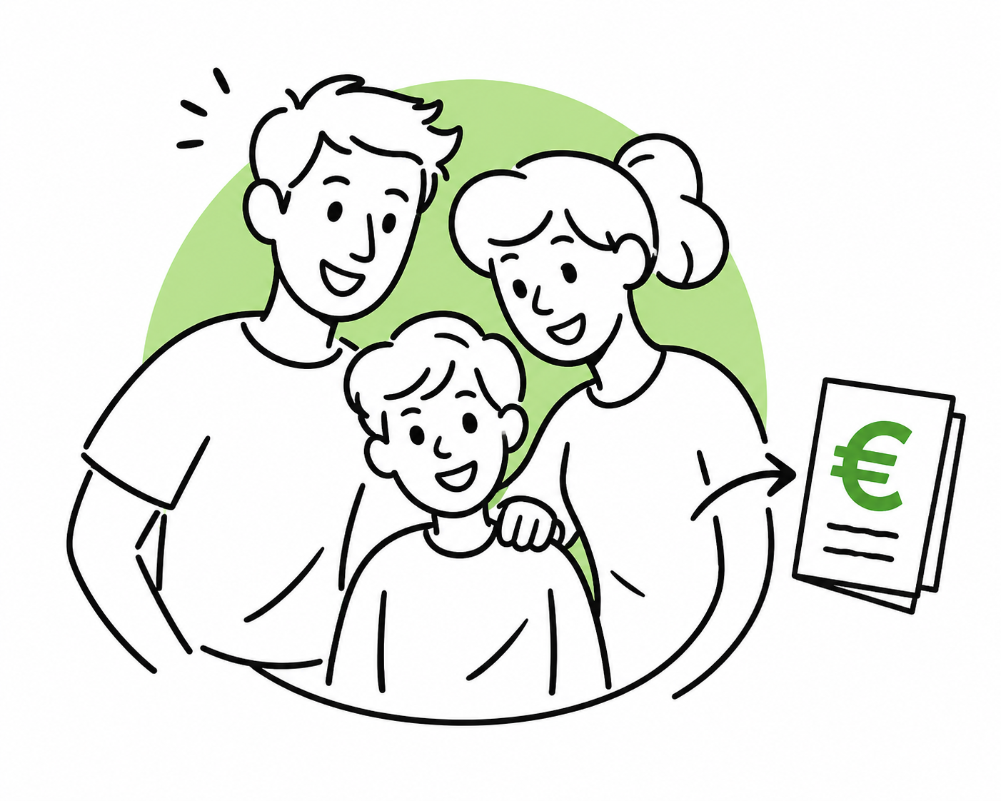 Famille soutenue par une aide financière